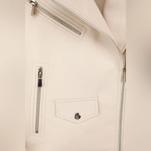 LULUS Out for the Night Beige Vegan Leather Moto Jacket - Picture 2 of 8